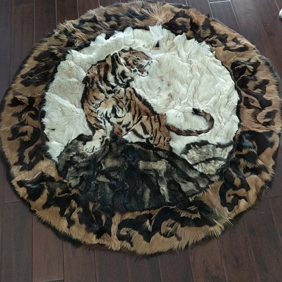 Vintage Other - **SOLD** FUR Tiger Rug Wall Decor Black Brown